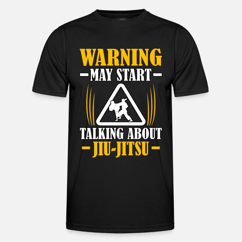 Warning may talking about Jiu-Jitsu - Männer Funktions-T-Shirt - Schwarz