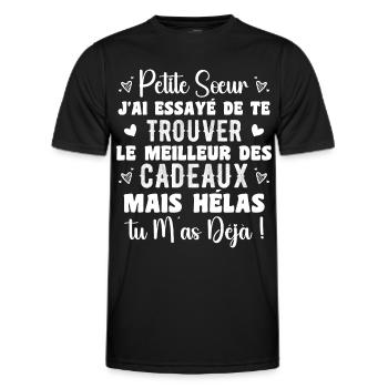 Little Sister Gift Funny Quote - Men's Functional T-Shirt - black - Front - AI Model Male 178 dark (178cm)