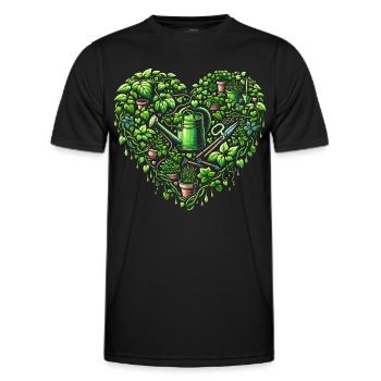 Houseplant Heart - Men's Functional T-Shirt - black - Front - AI Model Male 178 dark (178cm)