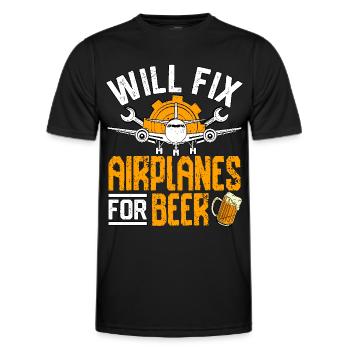 Wird Flugzeuge für Bier reparieren - Männer Funktions-T-Shirt - Schwarz - Vorne - AI Model Male 178 dark (178cm)