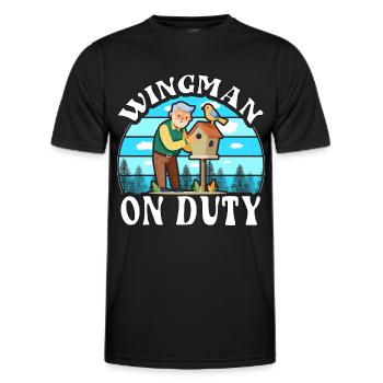 Wingman im Dienst - Männer Funktions-T-Shirt - Schwarz - Vorne - AI Model Male 178 dark (178cm)