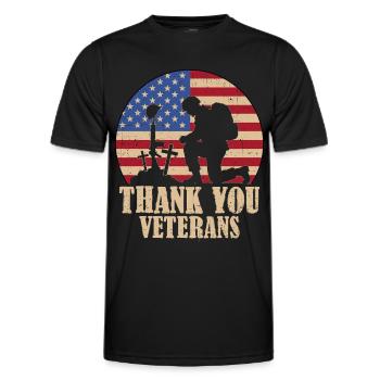 Thank you Veterans - Men's Functional T-Shirt - black - Front - AI Model Male 178 dark (178cm)