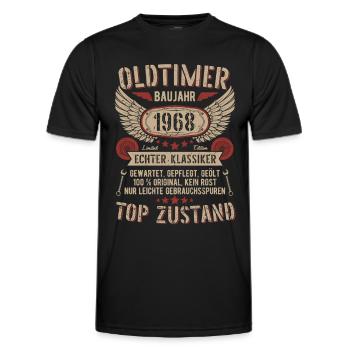 Oldtimer Baujahr 1968 Geboren Jahrgang Geburtstag - Männer Funktions-T-Shirt - Schwarz - Vorne - AI Model Male 178 dark (178cm)