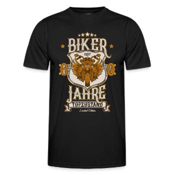60. Geburtstag Mann Geschenk lustig Biker Motorrad - Männer Funktions-T-Shirt - Schwarz - Vorne - AI Model Male 178 dark (178cm)