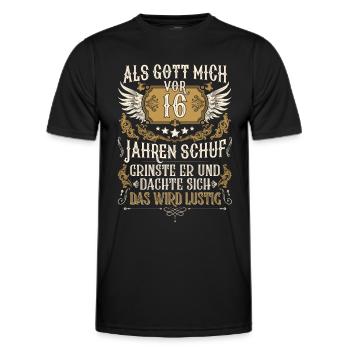 Als Gott mich vor 16 Jahren schuf 16. Geburtstag - Männer Funktions-T-Shirt - Schwarz - Vorne - AI Model Male 178 dark (178cm)