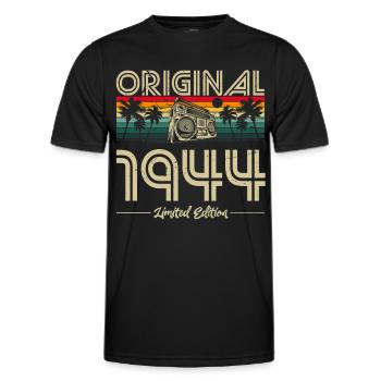 1944 Anniversaire né en 1944 Retro Vintage - T-shirt sport Homme - noir - Devant - AI Model Male 178 dark (178cm)