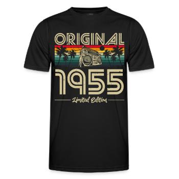 1955 Anniversaire né en 1955 Retro Vintage - T-shirt sport Homme - noir - Devant - AI Model Male 178 dark (178cm)