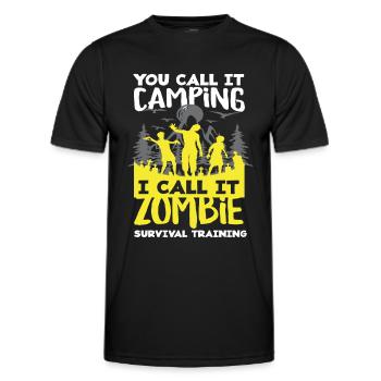 Zombies Camping Survival Training Camper - T-shirt sport Homme - noir - Devant - AI Model Male 178 dark (178cm)