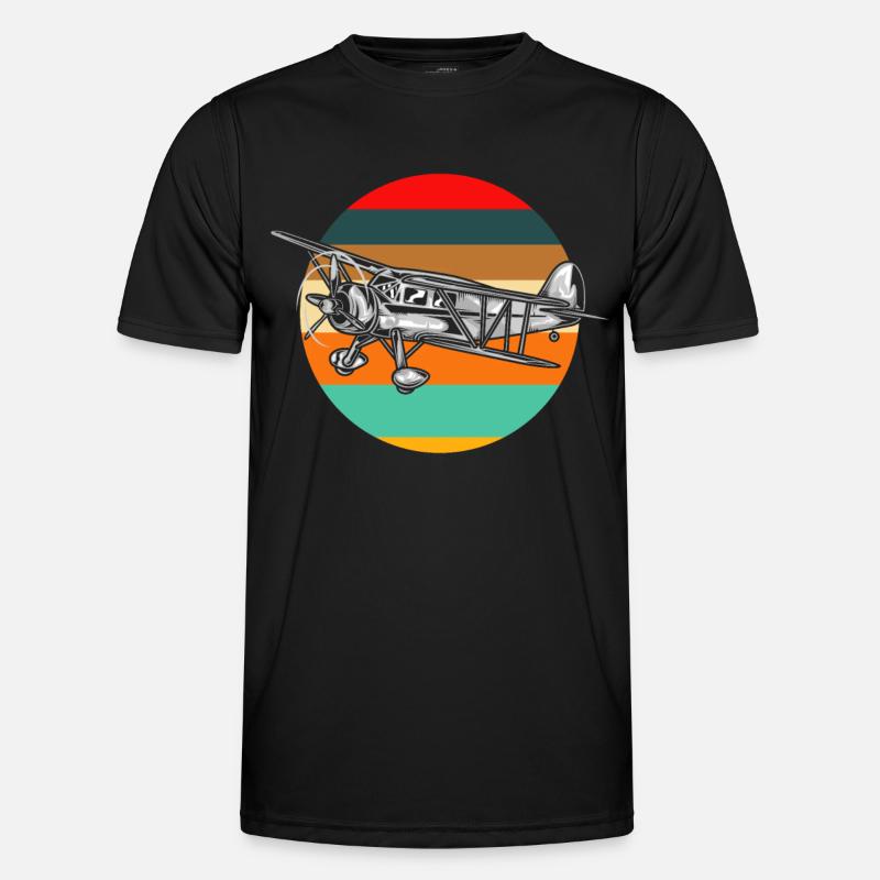 Retro Piloten Pilot Flugzeug Männer Funktions-T-Shirt