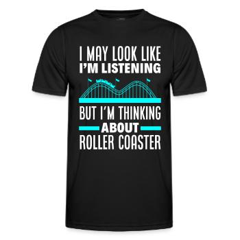 Roller Coaster Parc d’attractions de montagnes russes en bois - T-shirt sport Homme - noir - Devant - AI Model Male 178 dark (178cm)