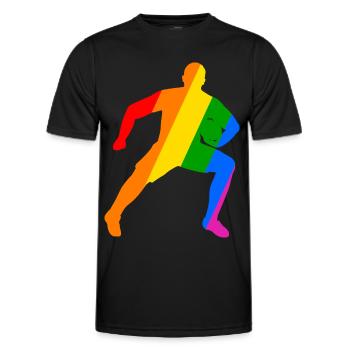 Rugby Power im Regenbogen - Männer Funktions-T-Shirt - Schwarz - Vorne - AI Model Male 178 dark (178cm)