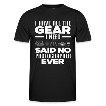 Photograph Ausrüstung - Männer Funktions-T-Shirt - Schwarz - Vorne - AI Model Male 178 dark (178cm)