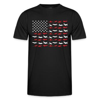 United States America Flag Pilot - Men's Functional T-Shirt - black - Front - AI Model Male 178 dark (178cm)