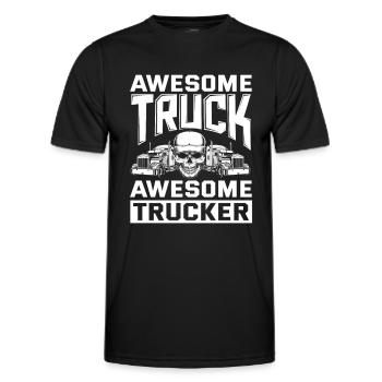 Truck Driver Truck Gift Idea - Men's Functional T-Shirt - black - Front - AI Model Male 178 dark (178cm)