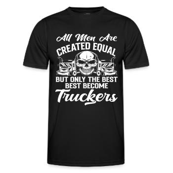 All men are equal except truck drivers - Men's Functional T-Shirt - black - Front - AI Model Male 178 dark (178cm)