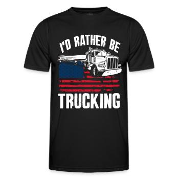 Truck Driver Truck Driving United States Flag - Men's Functional T-Shirt - black - Front - AI Model Male 178 dark (178cm)