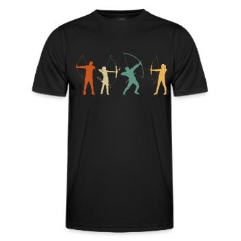 Retro Bogenschießen - Männer Funktions-T-Shirt - Schwarz - Vorne - AI Model Male 178 dark (178cm)