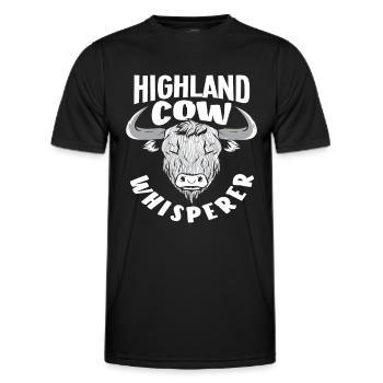 Highland Cow Whisperer Schottisches Hochlandrind - Männer Funktions-T-Shirt - Schwarz - Vorne - AI Model Male 178 dark (178cm)
