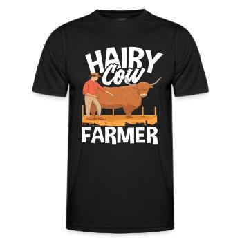 Haarige Kuh Bauer Highland Cow - Männer Funktions-T-Shirt - Schwarz - Vorne - AI Model Male 178 dark (178cm)