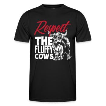 Respektiere Die Flauschigen Kühe Highland Cow - Männer Funktions-T-Shirt - Schwarz - Vorne - AI Model Male 178 dark (178cm)