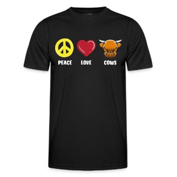 Highland Kuh Frieden Liebe Kühe - Männer Funktions-T-Shirt - Schwarz - Vorne - AI Model Male 178 dark (178cm)