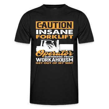 Attention cariste bourreau de travail fou loin - T-shirt sport Homme - noir - Devant - AI Model Male 178 dark (178cm)