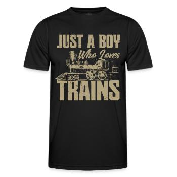 Only a boy who loves trains - Men's Functional T-Shirt - black - Front - AI Model Male 178 dark (178cm)