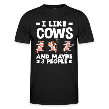 Ich Mag Kühe Und Vielleicht Drei Menschen - Männer Funktions-T-Shirt - Schwarz - Vorne - AI Model Male 178 dark (178cm)