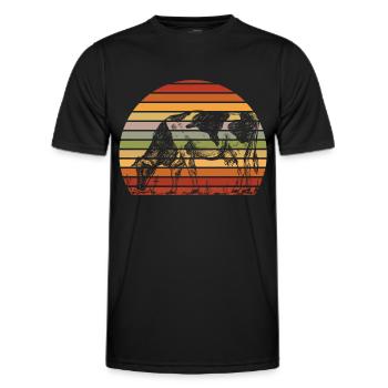 Retro Sonnenuntergang Kuhillustration - Männer Funktions-T-Shirt - Schwarz - Vorne - AI Model Male 178 dark (178cm)