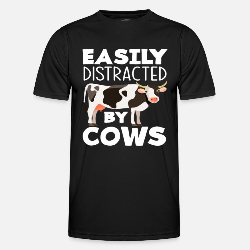 Easily distracted by cows - Men's Functional T-Shirt - black
