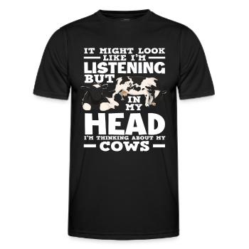 Ich Denke An Meine Kuh Hört Sich Zu - Männer Funktions-T-Shirt - Schwarz - Vorne - AI Model Male 178 dark (178cm)