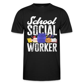School social workers: Valuable support for - Men's Functional T-Shirt - black - Front - AI Model Male 178 dark (178cm)