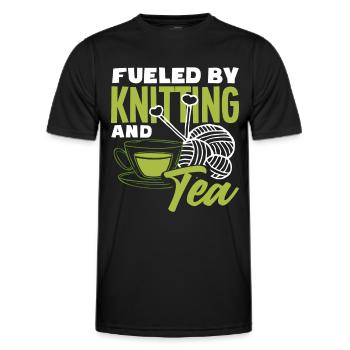 Tensioned by knitting and tea - Men's Functional T-Shirt - black - Front - AI Model Male 178 dark (178cm)