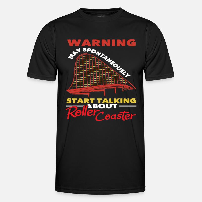 Roller coaster warning talks spontaneously - Men's Functional T-Shirt - black