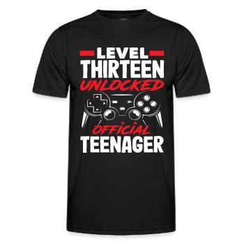 13e anniversaire Niveau treize débloqué - T-shirt sport Homme - noir - Devant - AI Model Male 178 dark (178cm)