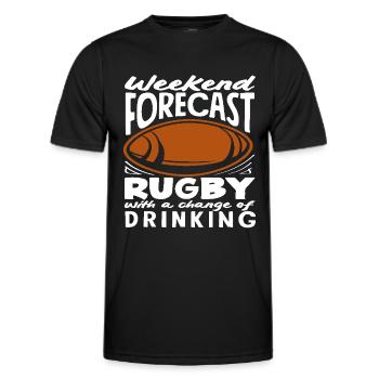 Wochenende Prognose Rugby Spieler Spaß - Männer Funktions-T-Shirt - Schwarz - Vorne - AI Model Male 178 dark (178cm)