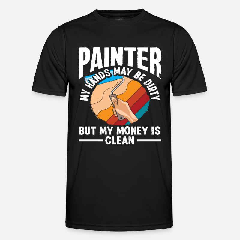 Maler hænder beskidte penge ren vittighed - Funktionsshirt til herrer - sort
