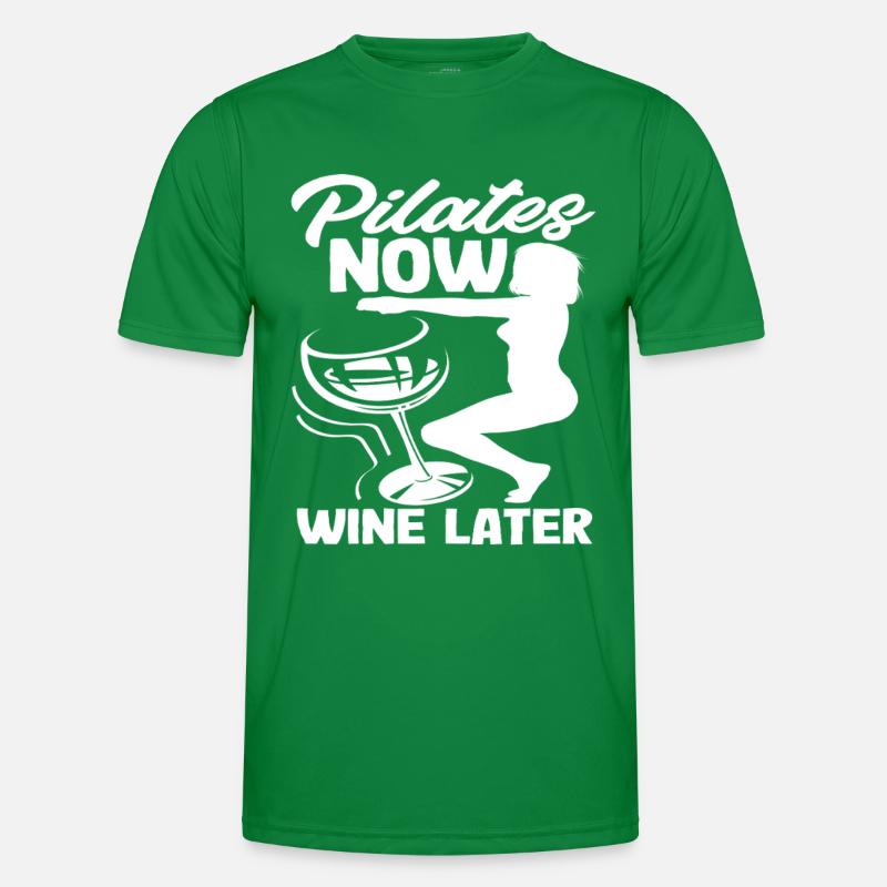 Pilates Jetzt Wein Später Spaßig Workout Männer Funktions-T-Shirt
