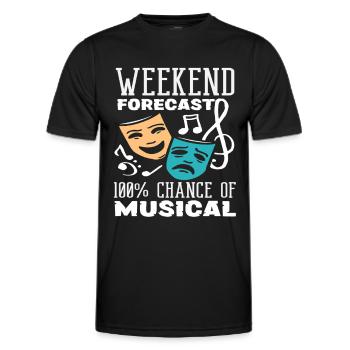 Musical Lover: Wochenende Prognose Musical - Männer Funktions-T-Shirt - Schwarz - Vorne - AI Model Male 178 dark (178cm)