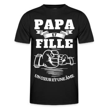 Vatertag T-Shirt - Papa und Tochter Herz Seele - Männer Funktions-T-Shirt - Schwarz - Vorne - AI Model Male 178 dark (178cm)