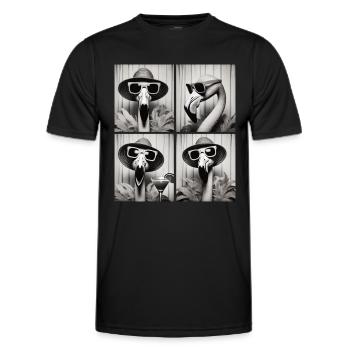 Photo Booth Flamingo – Vintage Fun en quatre poses - T-shirt sport Homme - noir - Devant - AI Model Male 178 dark (178cm)