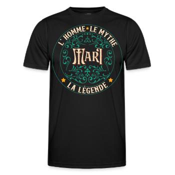 Mari L'Homme Le Mythe La Légende - T-shirt sport Homme - noir - Devant - AI Model Male 178 dark (178cm)