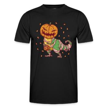 Halloween - Pumpkin Mummy Dinosaur T rex - Männer Funktions-T-Shirt - Schwarz - Vorne - AI Model Male 178 dark (178cm)