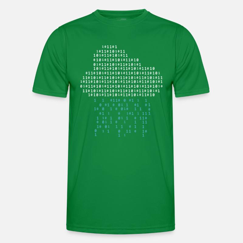 Programmer - binary code cloud rain Men's Functional T-Shirt