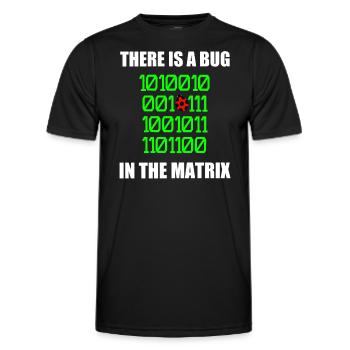 Es gibt einen Fehler in Matrix Marienkäfer Wortspiel, binär - Männer Funktions-T-Shirt - Schwarz - Vorne - AI Model Male 178 dark (178cm)