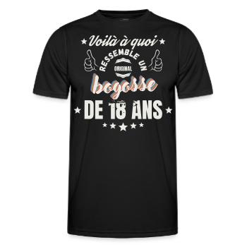 Teeshirt Bogosse de 18 Ans Humour - T-shirt sport Homme - noir - Devant - AI Model Male 178 dark (178cm)