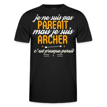 Pas parfait mais Archer - T-shirt sport Homme - noir - Devant - AI Model Male 178 dark (178cm)