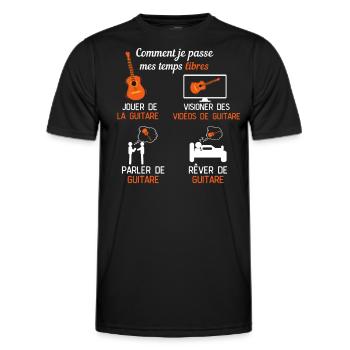 guitar free time guitar gift guitarist - Men's Functional T-Shirt - black - Front - AI Model Male 178 dark (178cm)