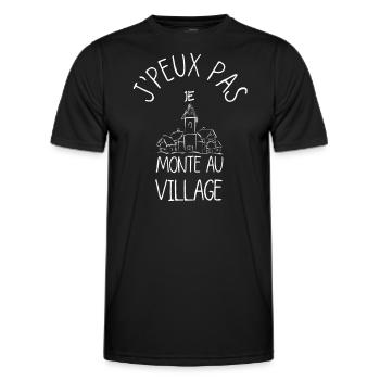 J'peux pas je monte au village - T-shirt sport Homme - noir - Devant - AI Model Male 178 dark (178cm)