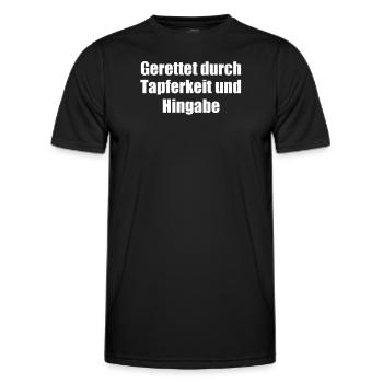 Feuerwehr - Gerettet durch Tapferkeit und Hingabe - Männer Funktions-T-Shirt - Schwarz - Vorne - AI Model Male 178 dark (178cm)